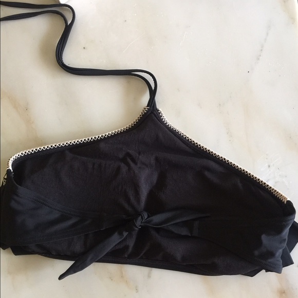 SO HERITAGE SWIMSUIT TOP CROCHET TRIM BLACK HALTER - Picture 2 of 8